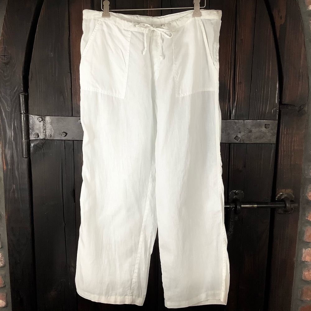 London Jean white linen drawstring pants M